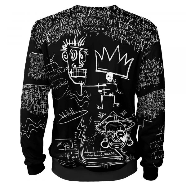 King Dark_czarna bluza z graffiti-sztuka prymitywistyczna-bluza afrykańska