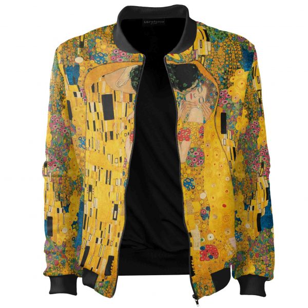 Kiss Gustav Klimt bomber jacket kurtka ubranie z malarstwem sztuka fullprint 3d Cacofonia Milano